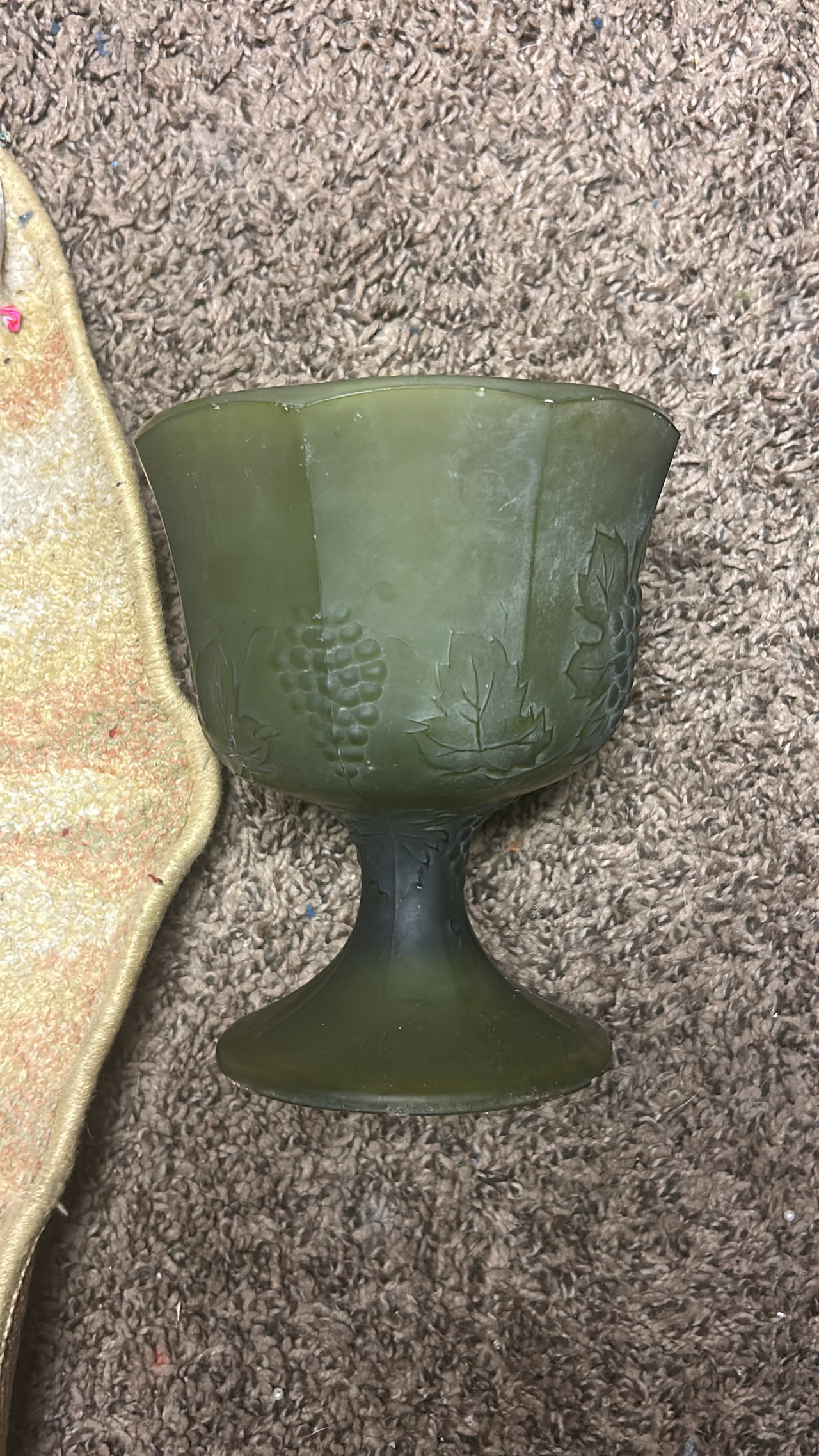 Vintage Green Depression Glass Goblet
