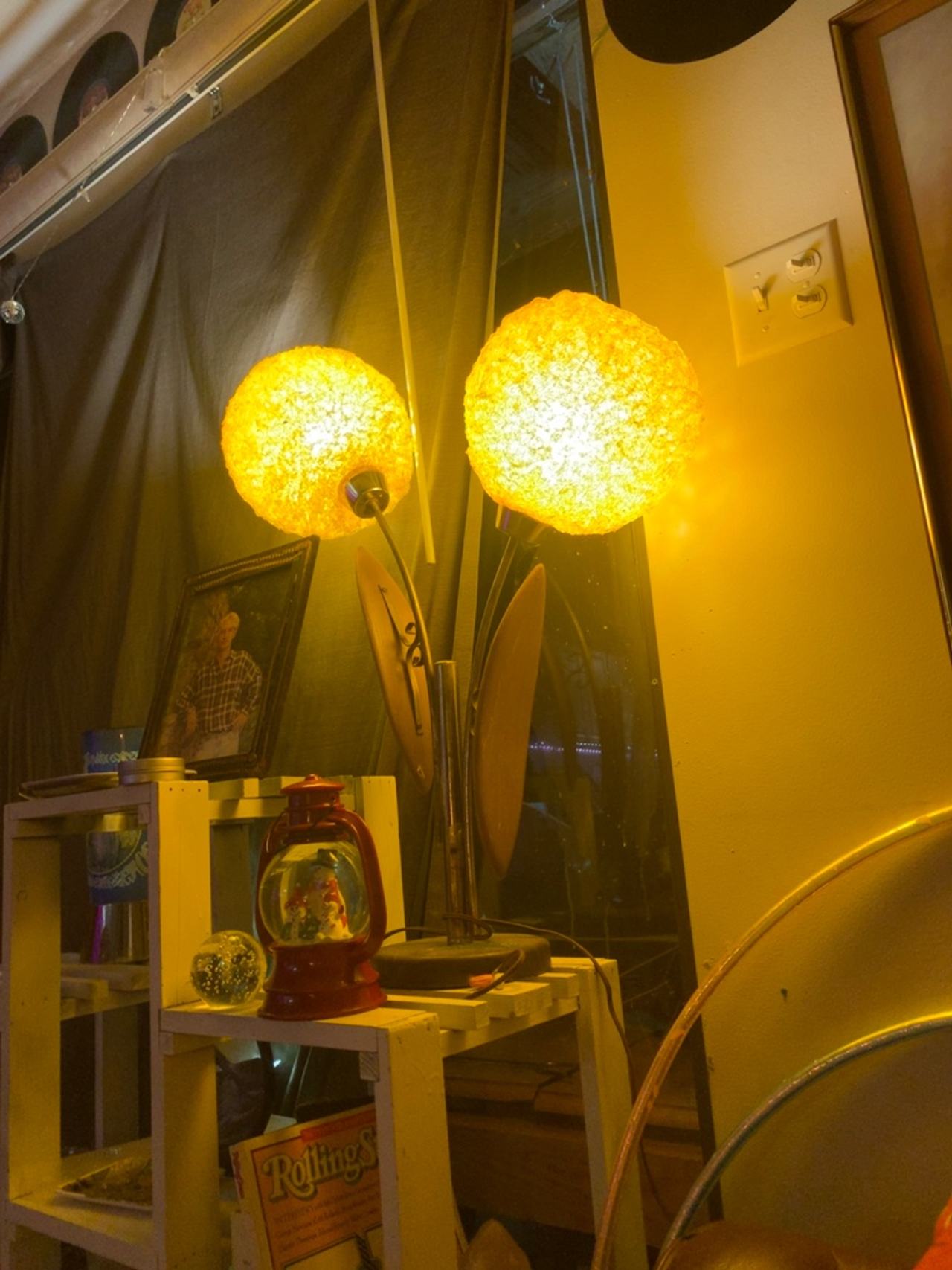 Mid-Century Modern Spaghetti Table Lamp with Walnut Base