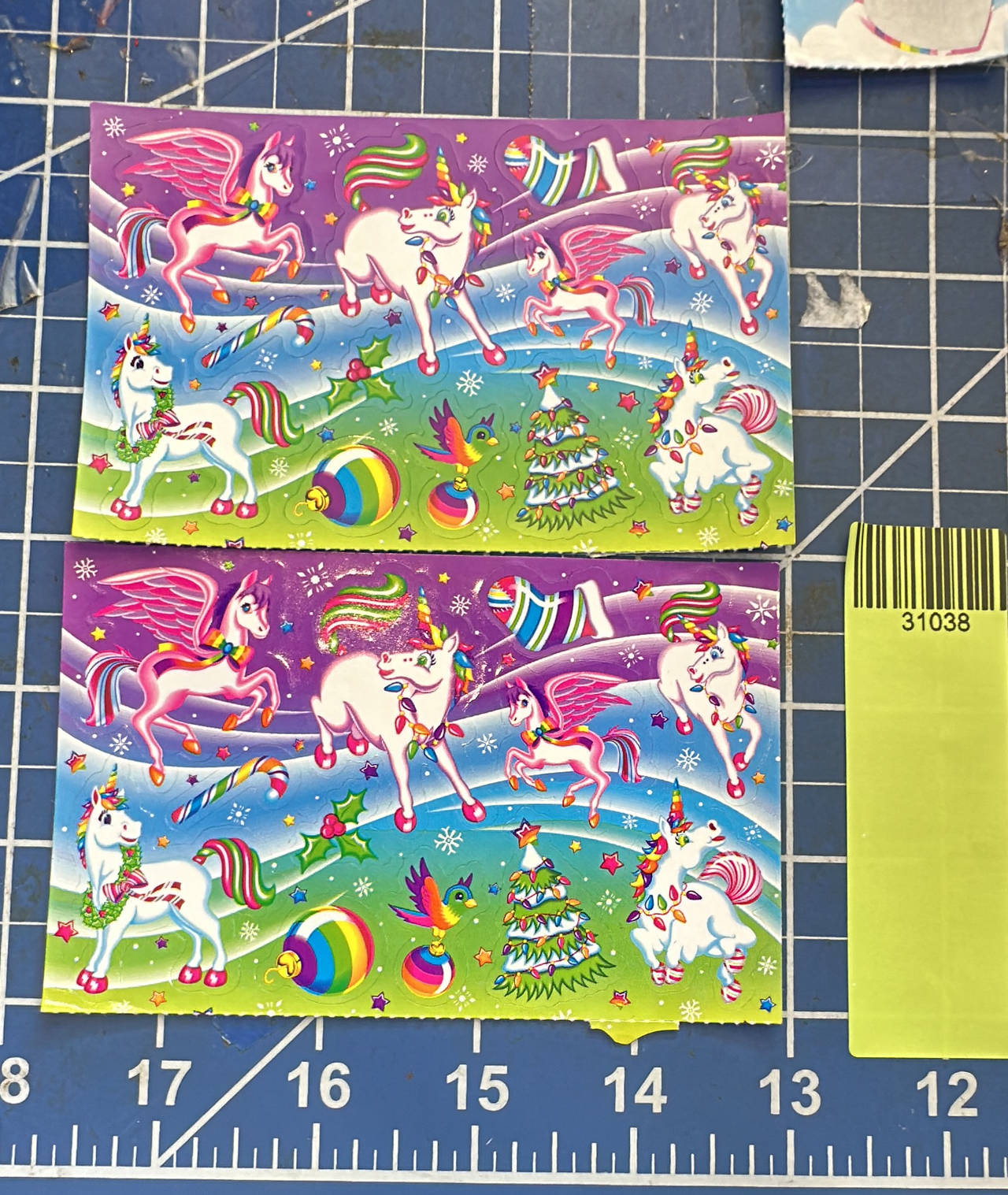 Lisa Frank vtg holiday Unicorn sticket sheets, 2 pcs