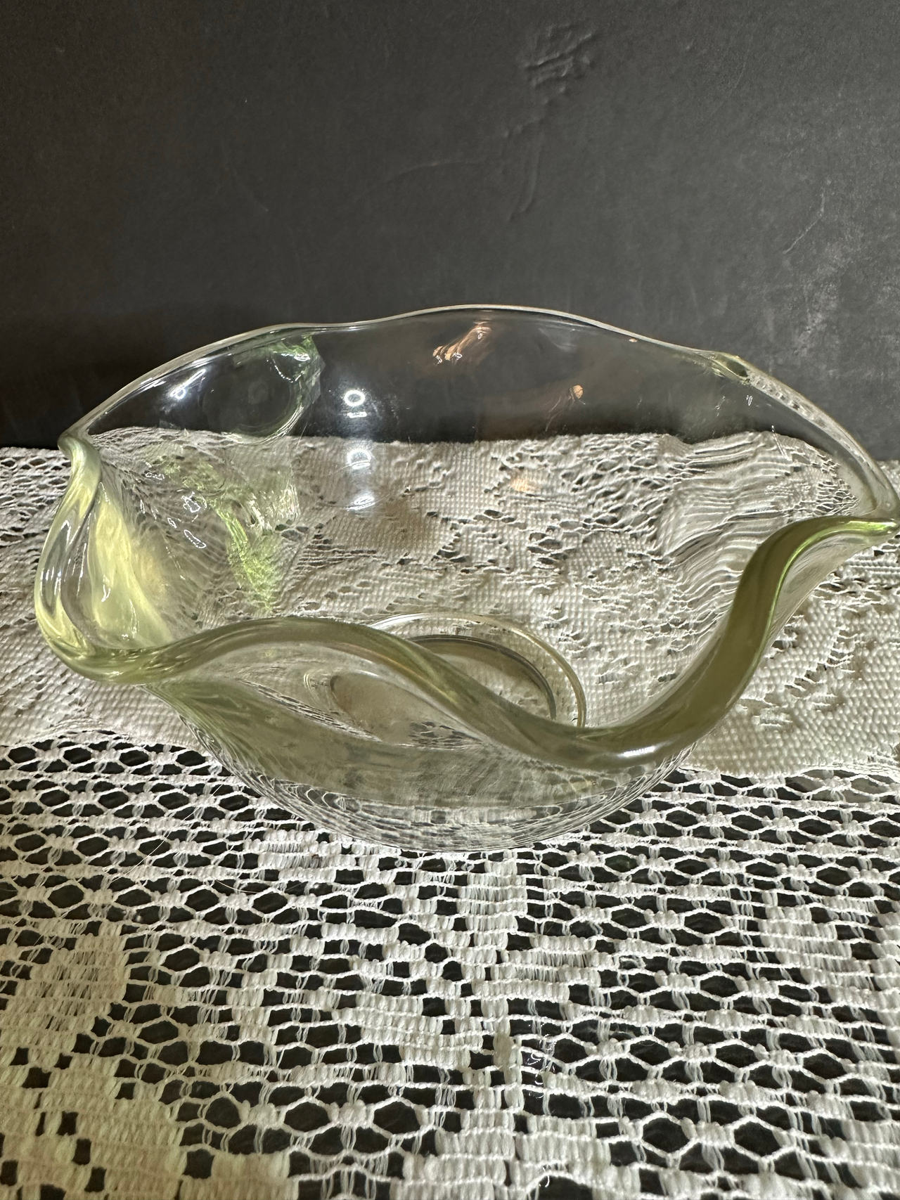 Vintage Ruffled Glass Bowl