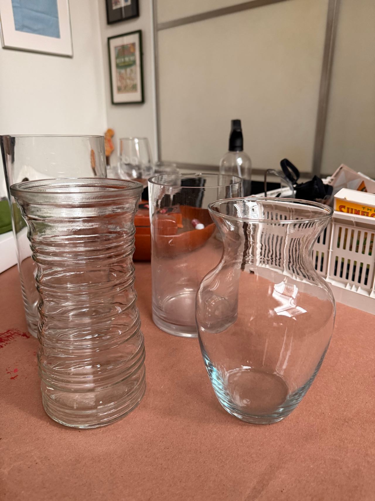 Assorted Clear Glass Vases