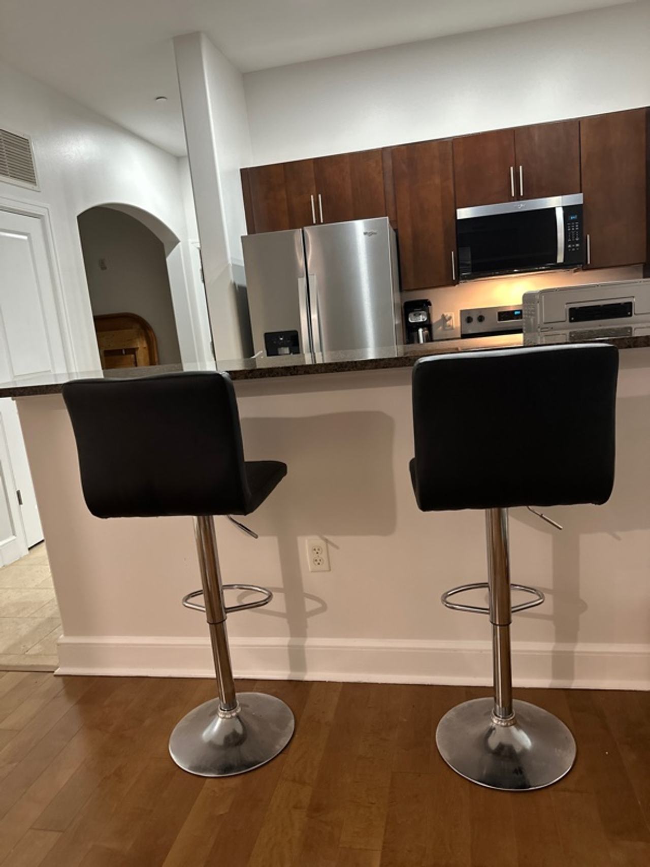 Lumisource Mara Black Faux Leather Adjustable Bar Stool