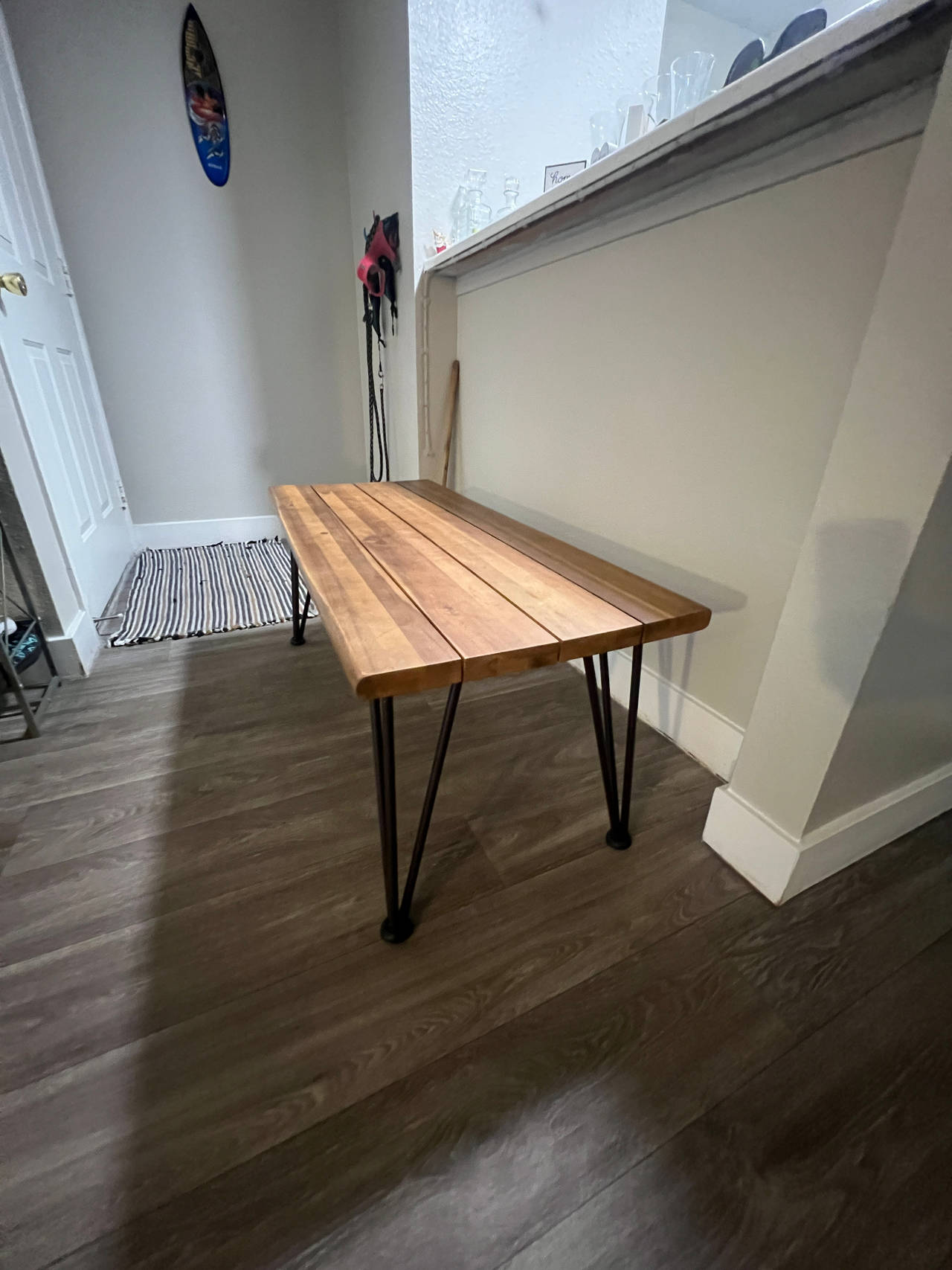Wood and Metal Hairpin Leg table