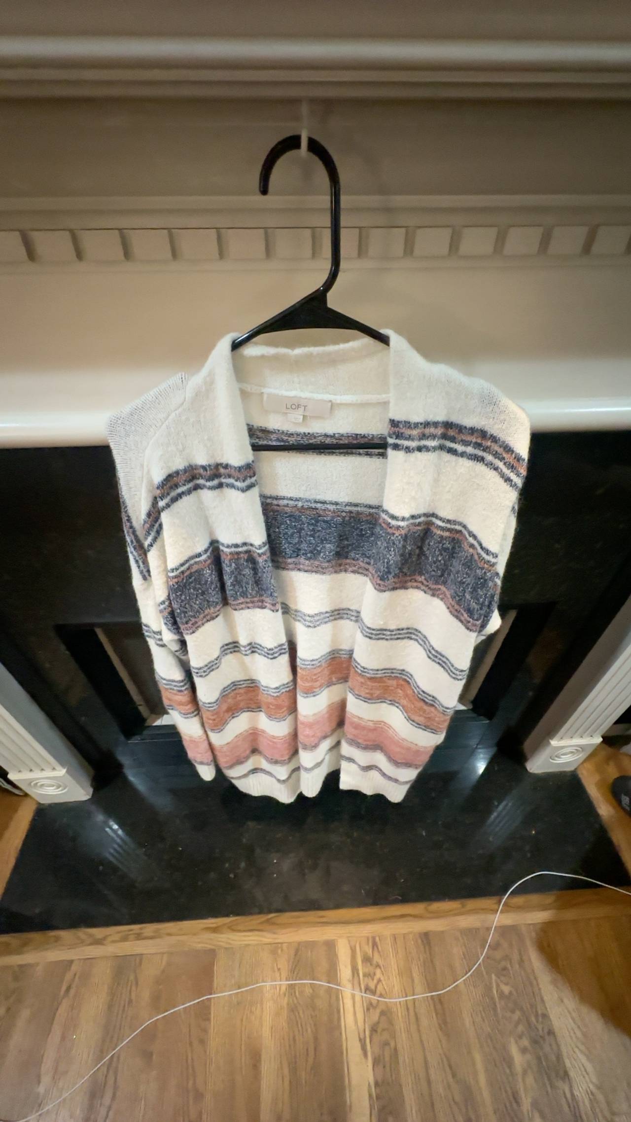 Women’s size Large Loft Striped Open Front Cardigan Sweater