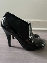 BCBG MaxAzria Black Patent Leather Ankle Booties 6.5 - Image 1