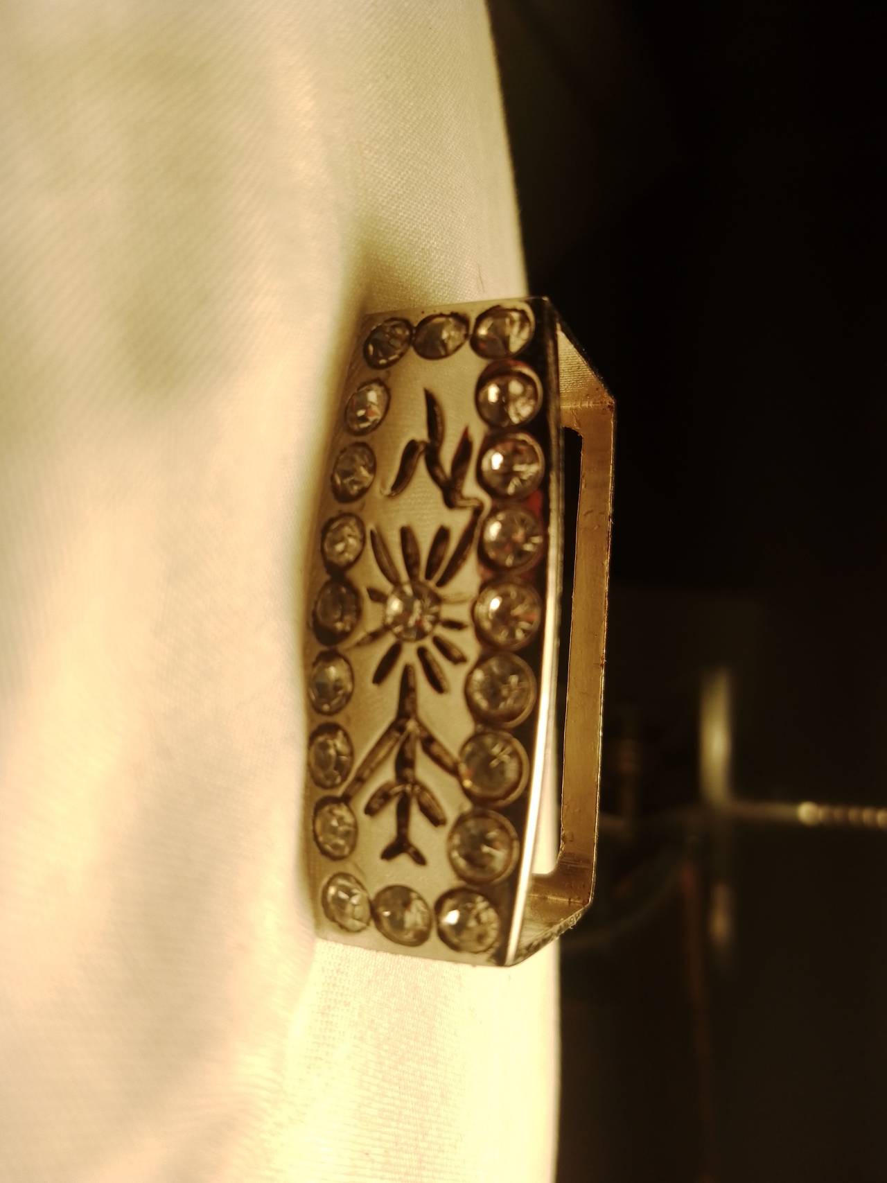 Vintage Rhinestone Scarf Slide / Bolo Slide