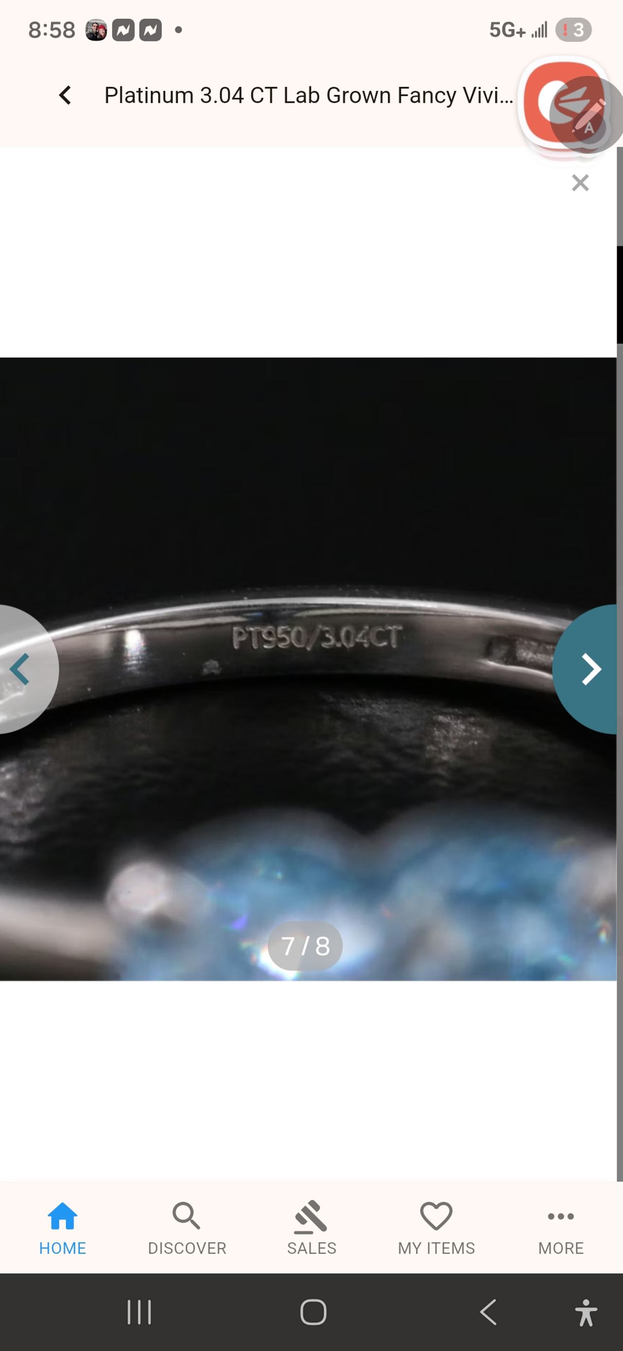 3.04 CT Heart Shaped Lab Grown Blue Diamond Platinum Ring