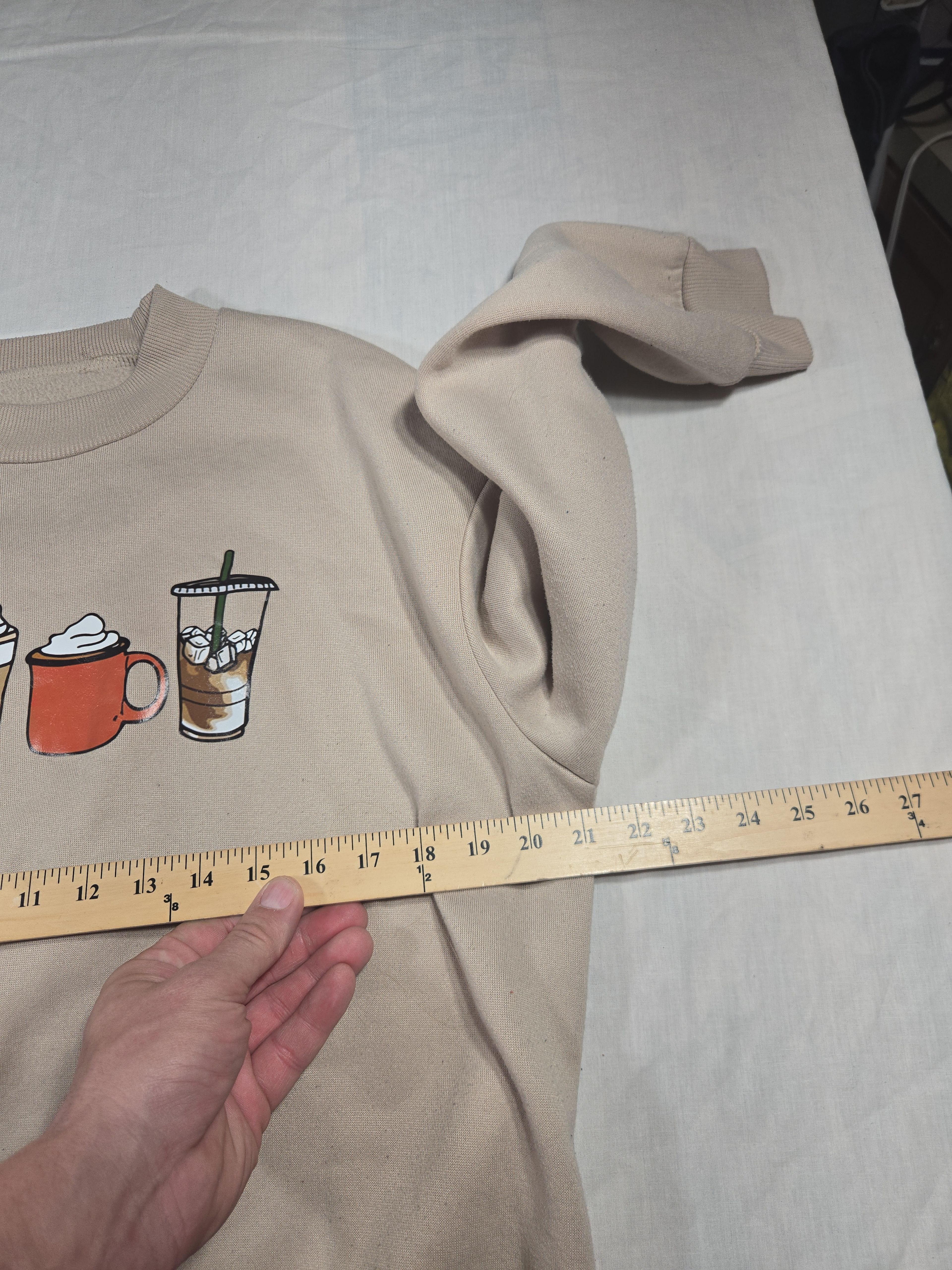 Coffee Graphic Oversized Sweatshirt womens Medium Gray