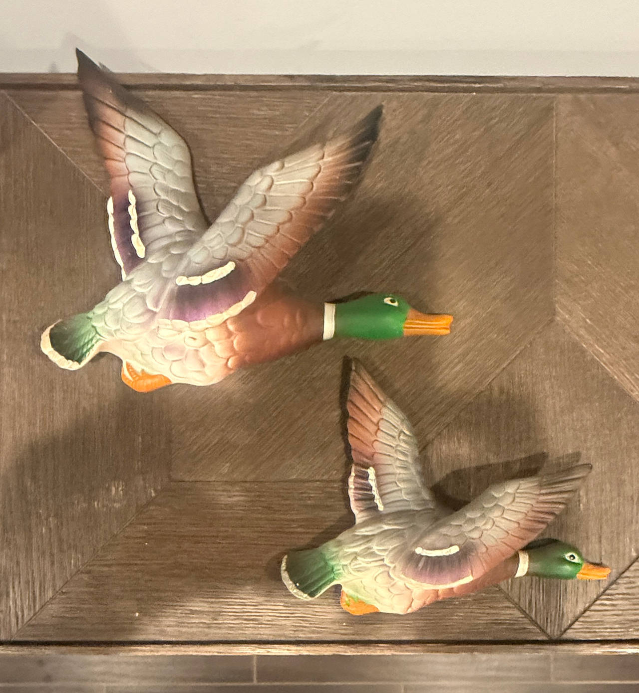 Vintage Ceramic Flying Mallard Duck Wall Art Set