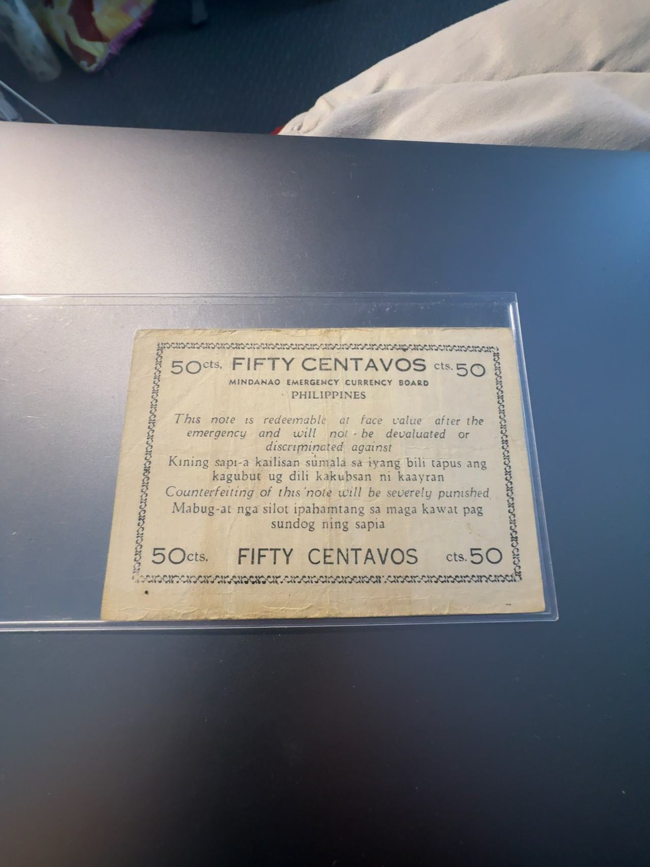 Philippines 50 Centavos Mindanao 1944 Emergency Banknote
