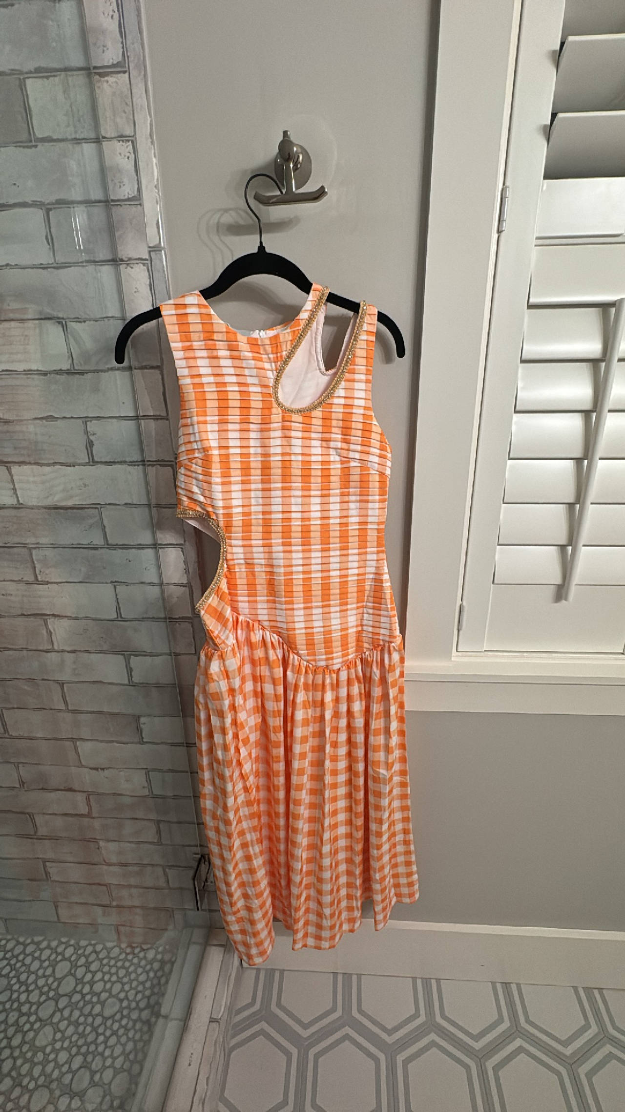 Gingham Sleeveless Cutout Dress