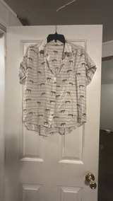 Jane Delander Leopard Print Striped Button Down Shirt - Image 1