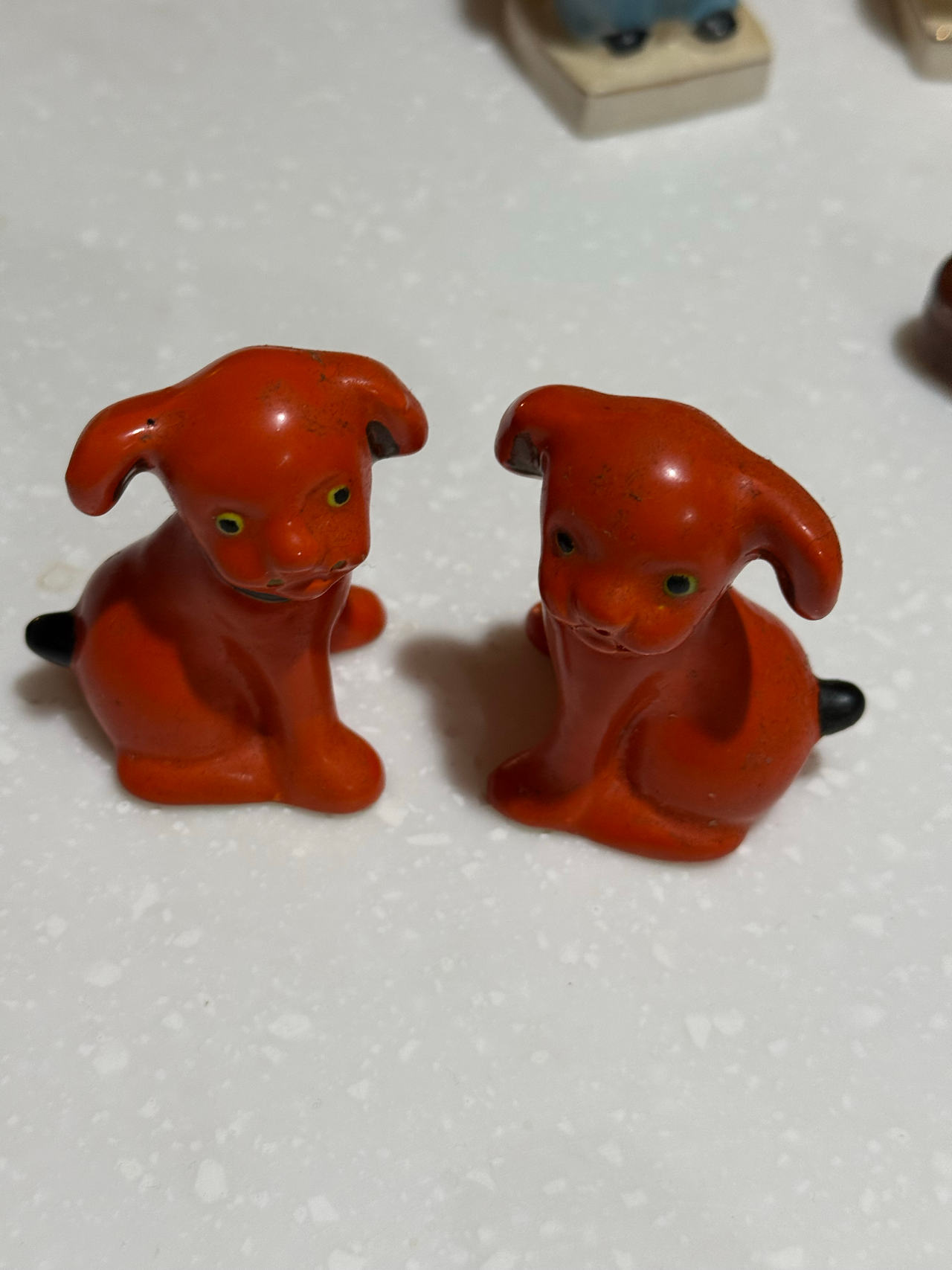 Vintage Red Dog Figurines salt pepper shakers