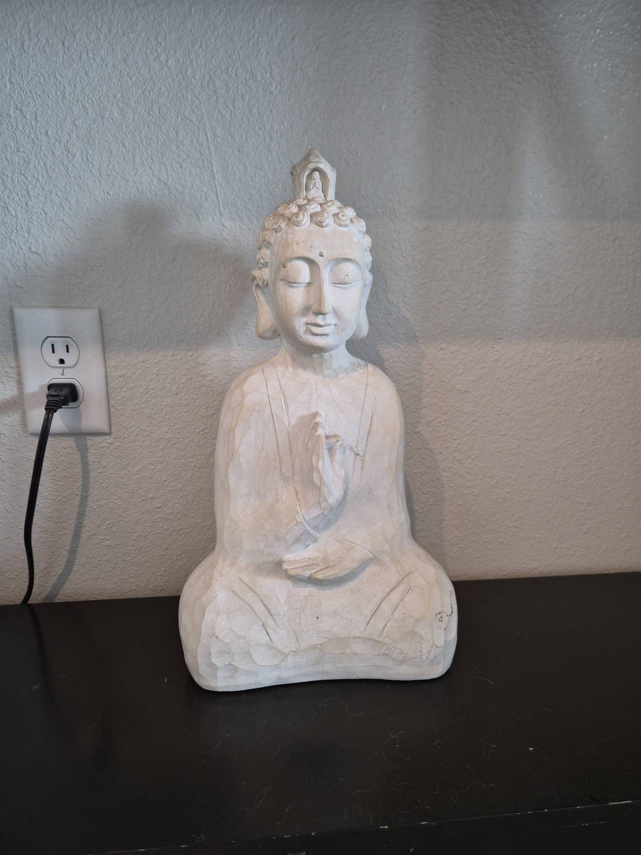 White Carved Buddha Statue Decor