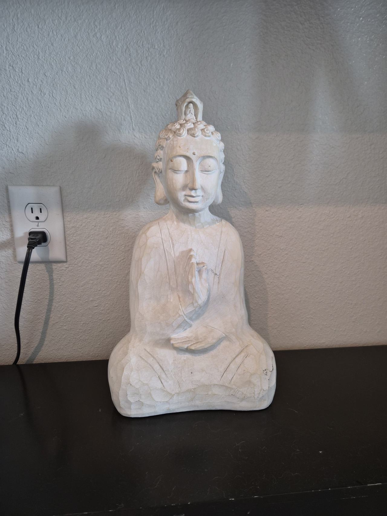 White Carved Buddha Statue Decor