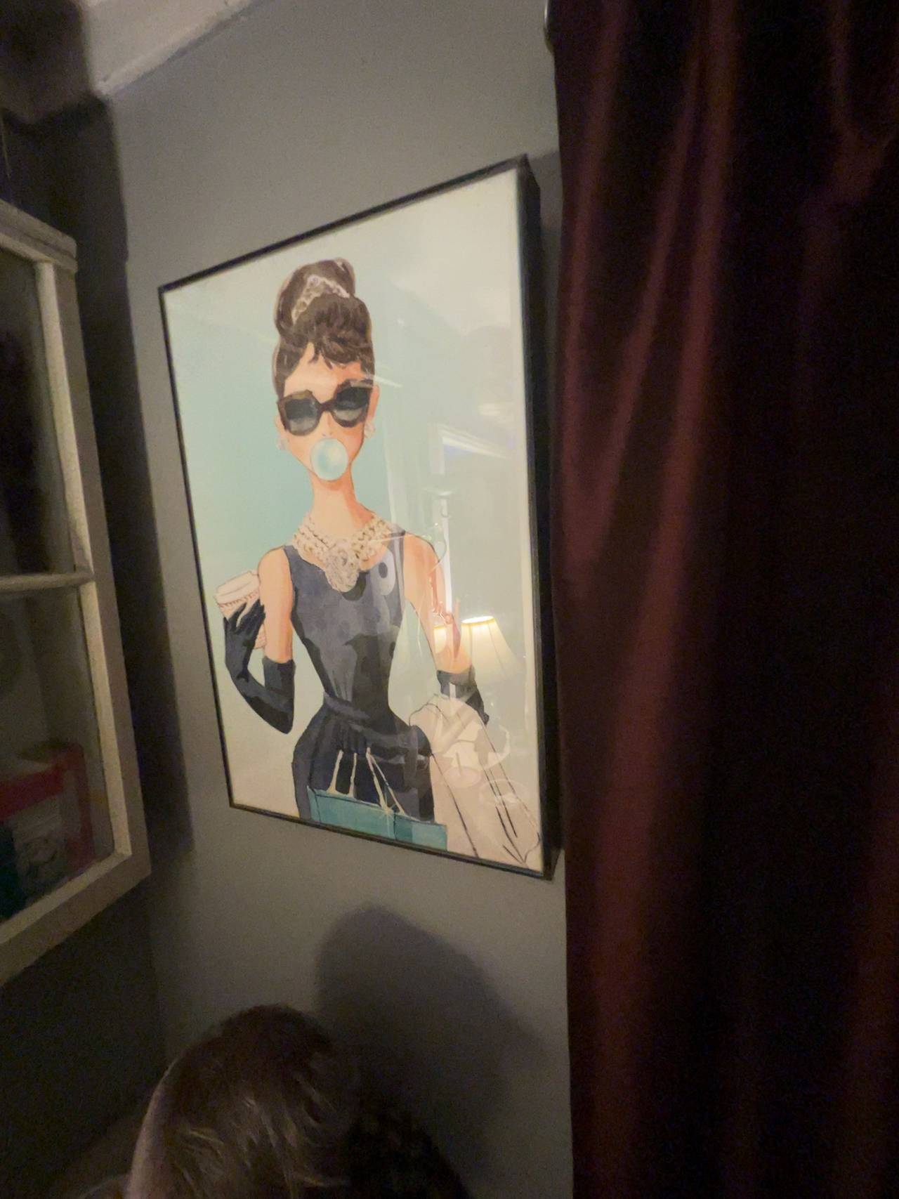 Oliver Gal Audrey Hepburn Breakfast at Tiffany's Canvas Print Blue/Black