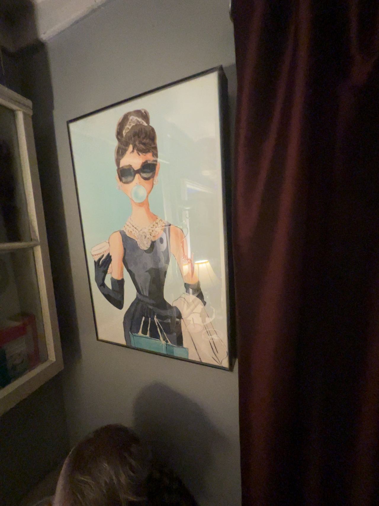 Oliver Gal Audrey Hepburn Breakfast at Tiffany's Canvas Print Blue/Black