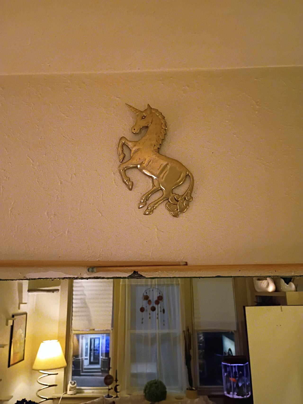Vintage Brass Unicorn Wall Hanging Art