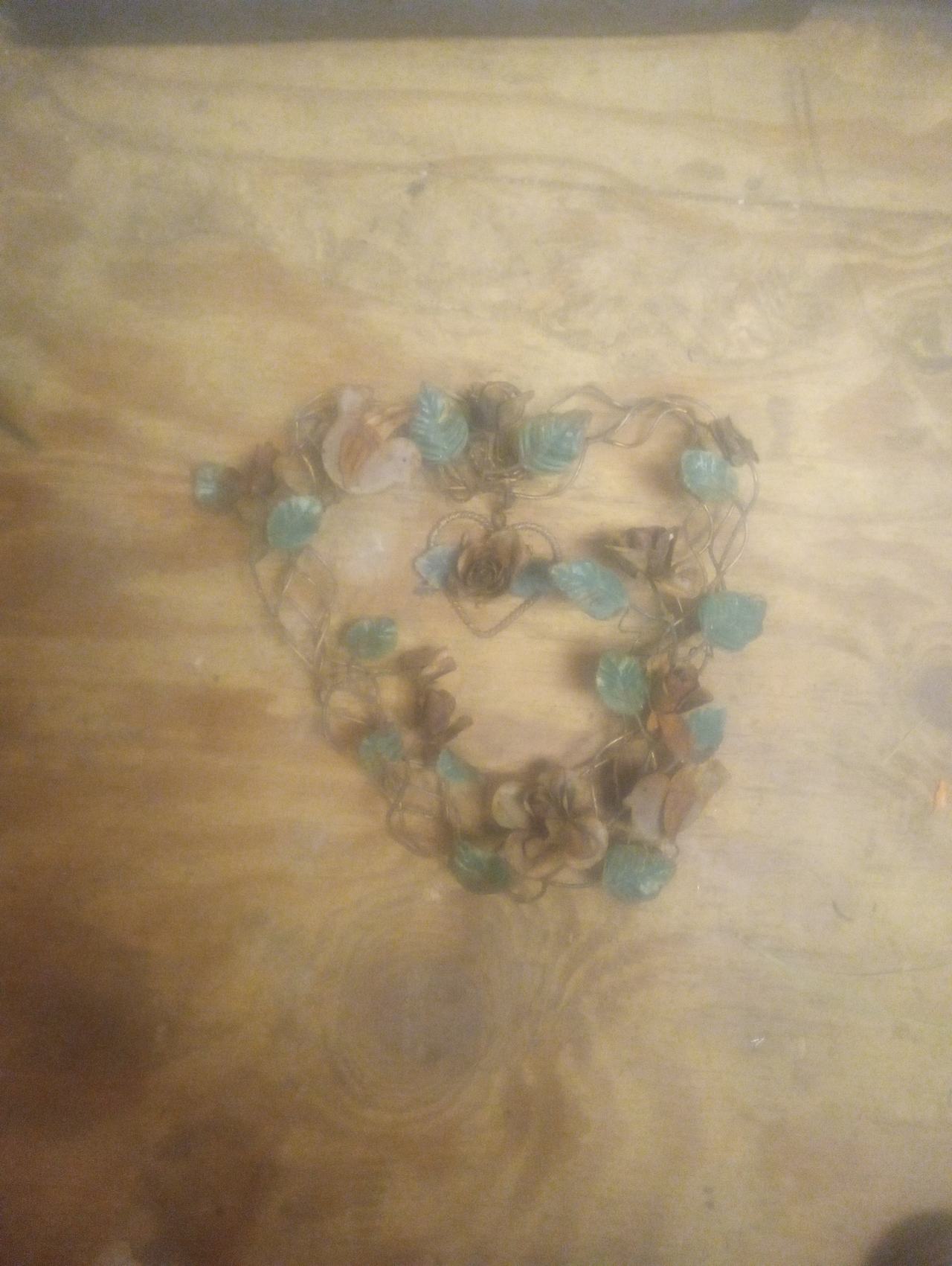 Vintage Metal Rose Heart Wreath
