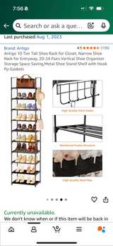 JOZ 7- Tier Foldable Metal Shoe Rack - Black - Image 3