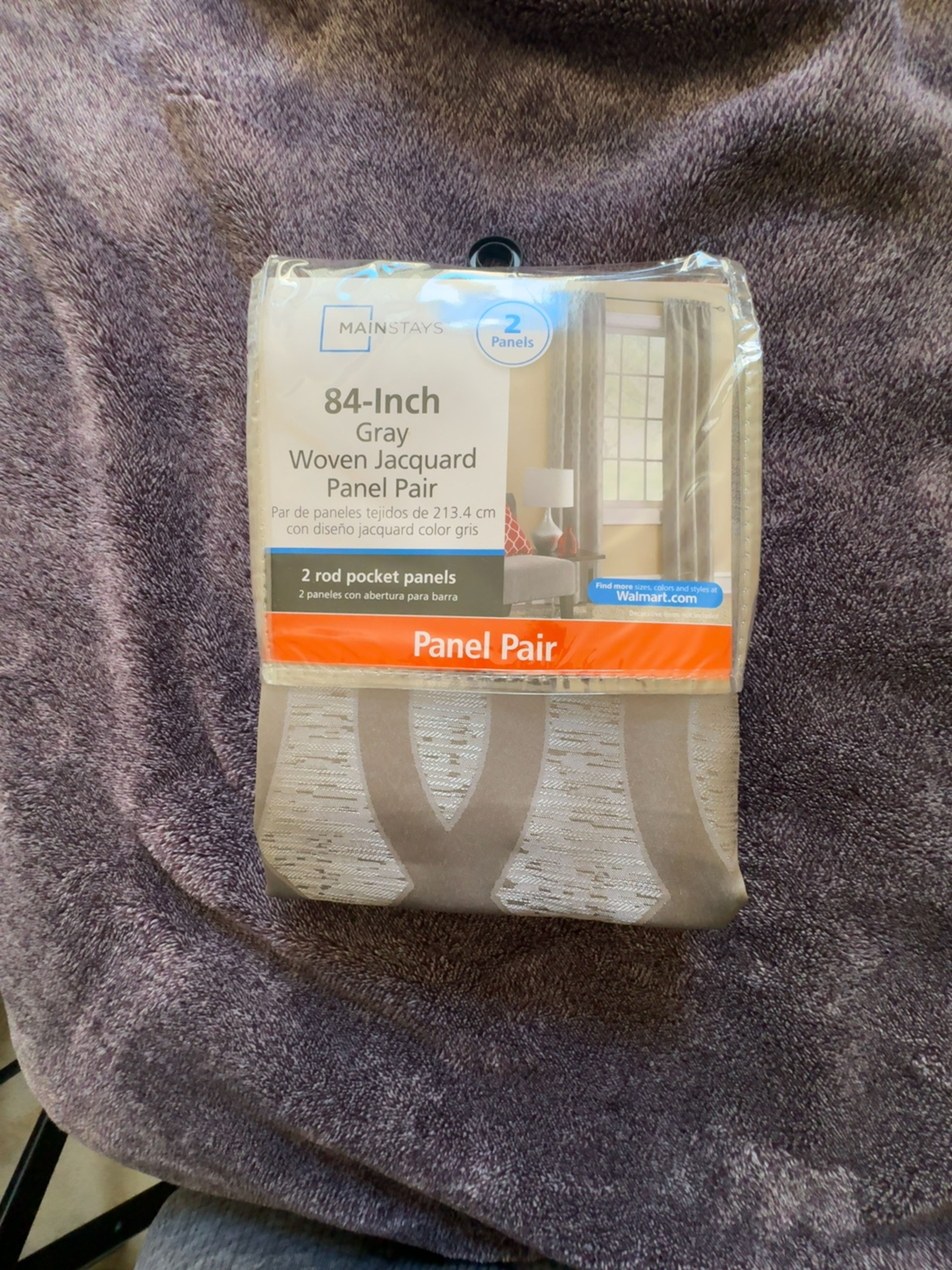 Mainstays Curtain Panel Pair GRAY 84 Inch BRAND NEW