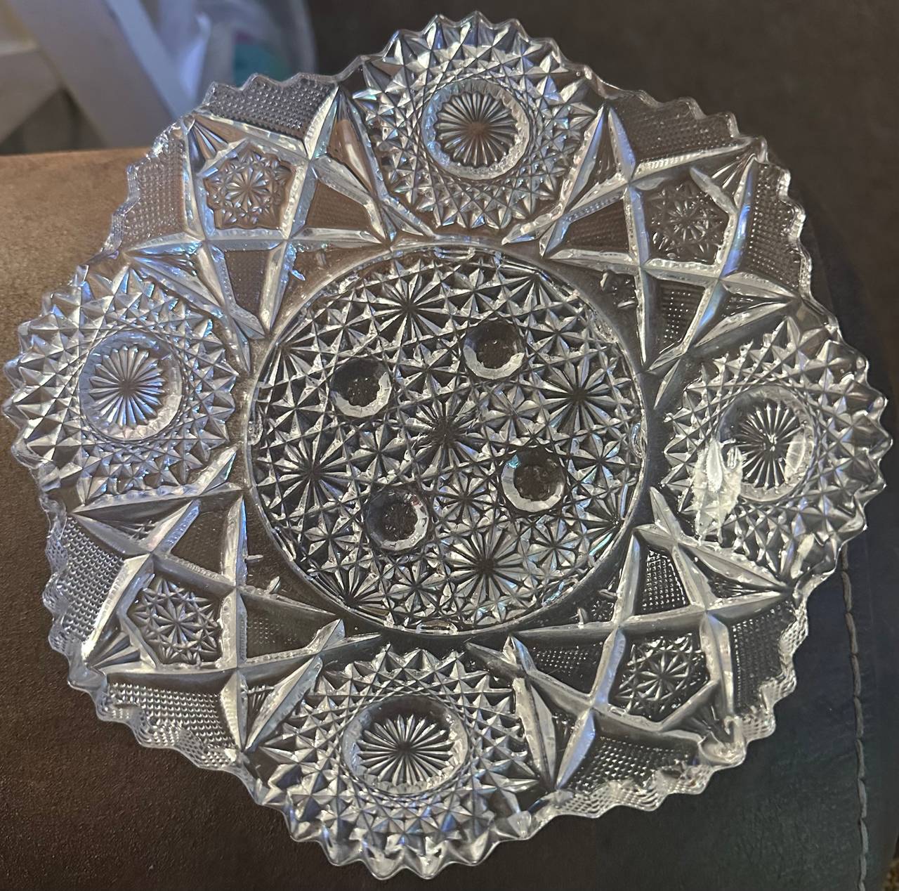 Vintage EAPG Pressed Glass Star and Fan Bowl