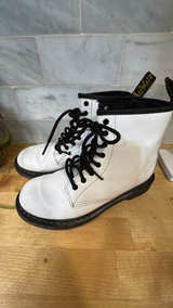 Dr. Martens 1460 White Leather Boots with Side Zip size 4 - Image 2