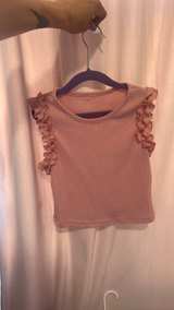 3 piece- Cat & Jack Toddler Girl Star Denim jeans w/ 2 Ruffle Tops. - Image 3