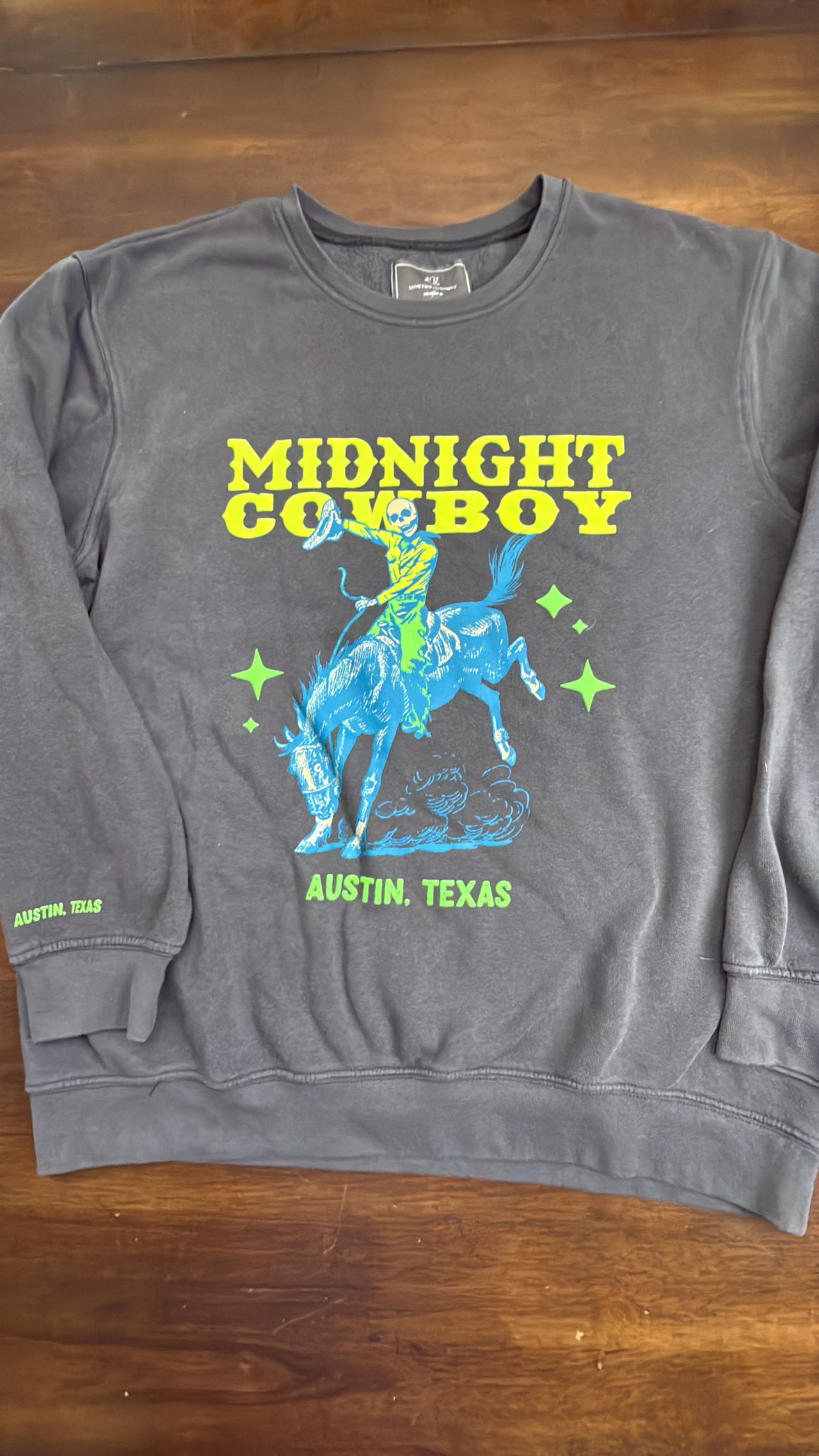 Love for Humanity Couture Midnight Cowboy Austin Texas Skeleton Crewneck Large