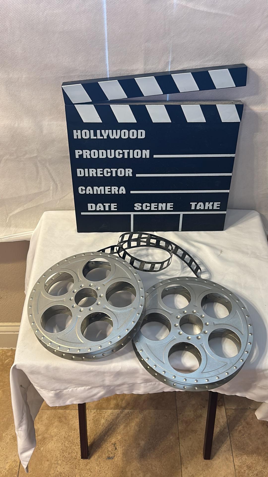 Movie Clapperboard and Film Reels Decor Set