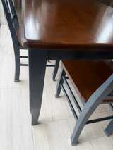 Dining Set Table 4 Chairs Two-Tone Blue & Cherry Wood Stain - Image 3