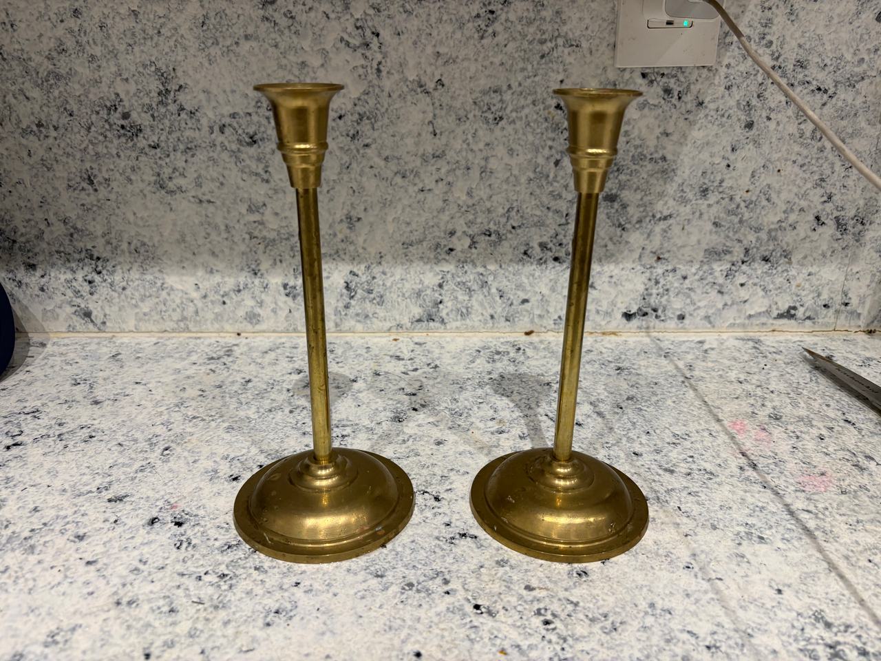 Vintage Brass Taper Candle Holders Pair
