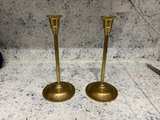 Vintage Brass Taper Candle Holders Pair - Image 1