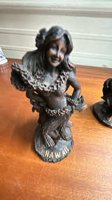 HIP Original Hawaiian Hula Girl Figurine Lava Resin 2pcs - Image 2