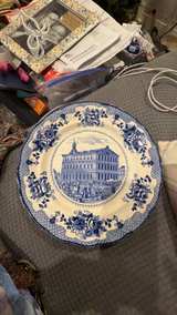 Staffordshire Blue Transferware Faneuil Hall Plate - Image 5