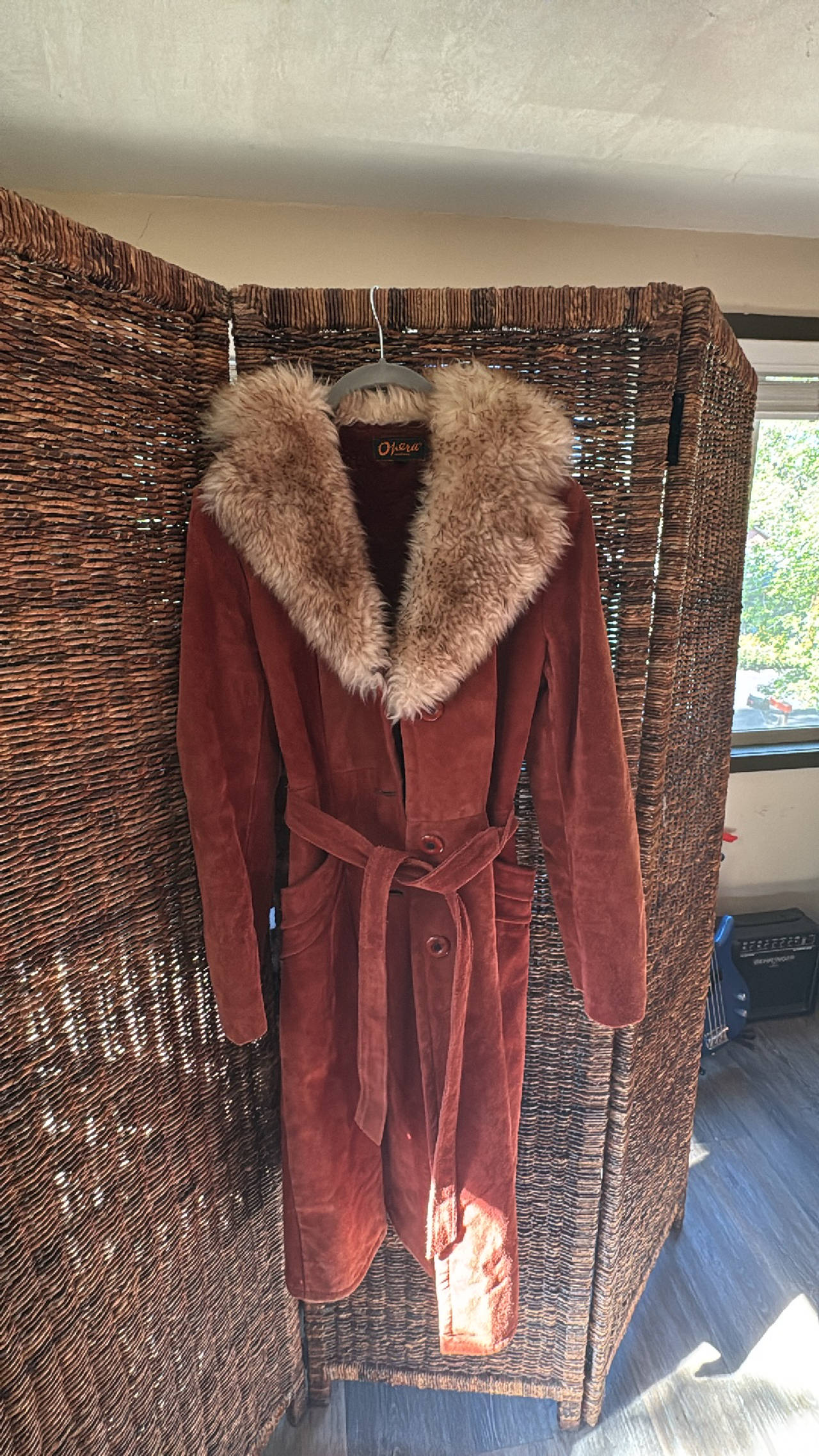 Vintage Suede Shearling Coat