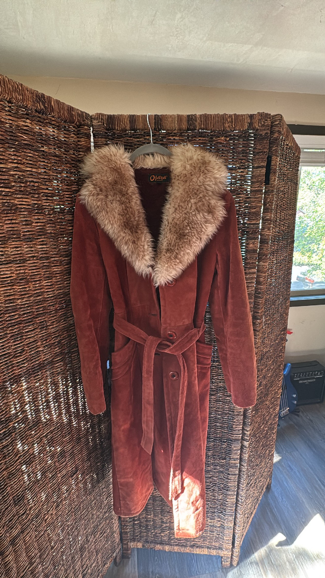 Vintage Suede Shearling Coat