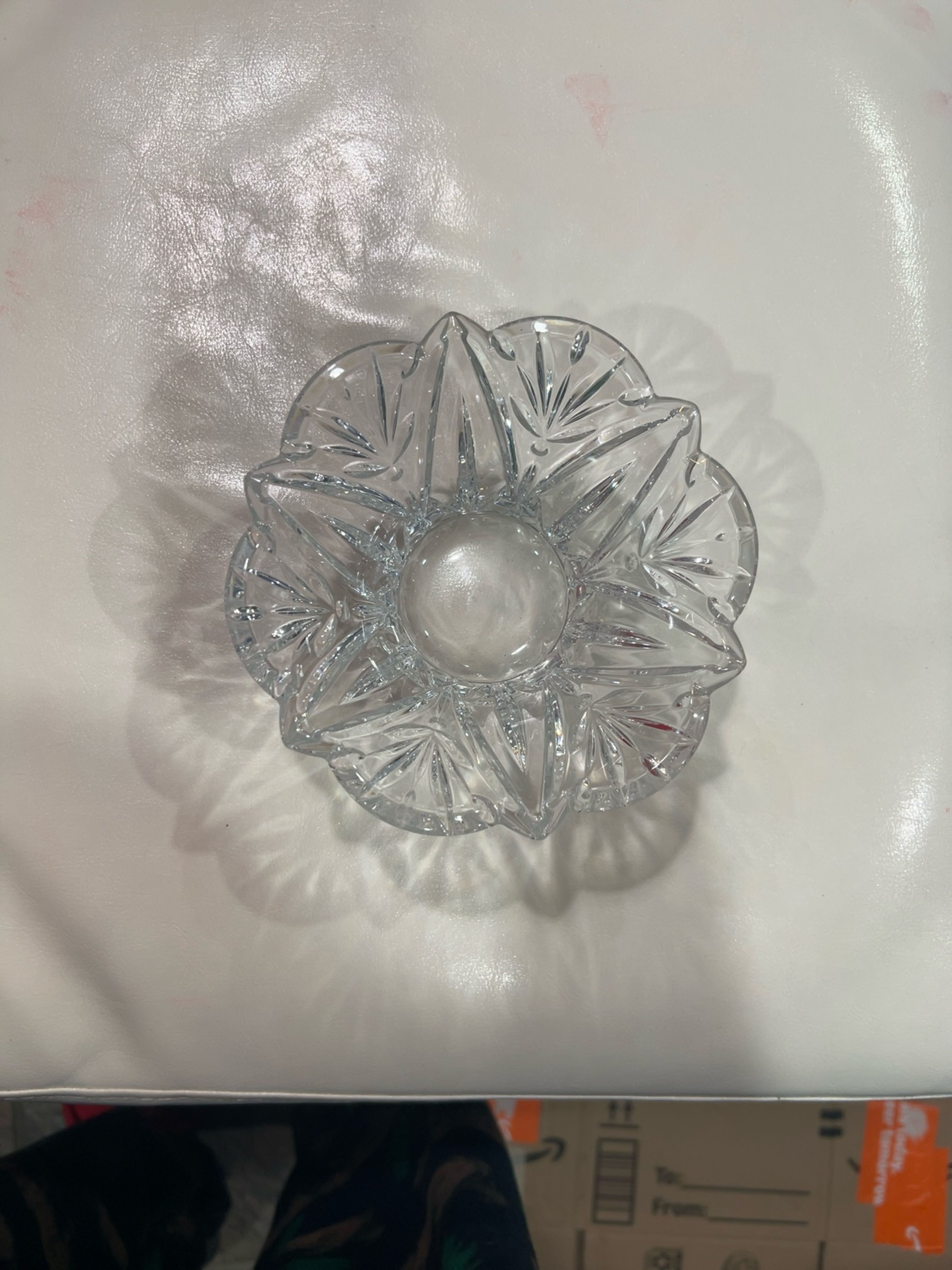 Lenox Federal Glass Clear Flower Petal Pattern Dish