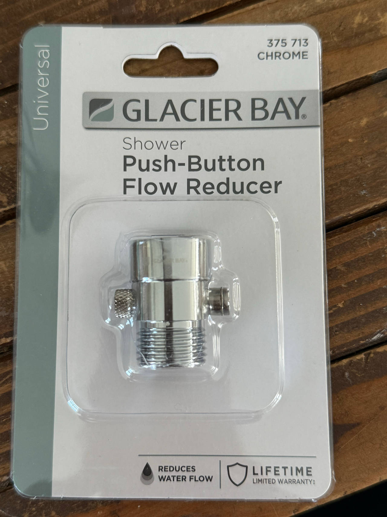 NEW Glacier Bay Shower Push-Button Flow Reducer in Chrome
