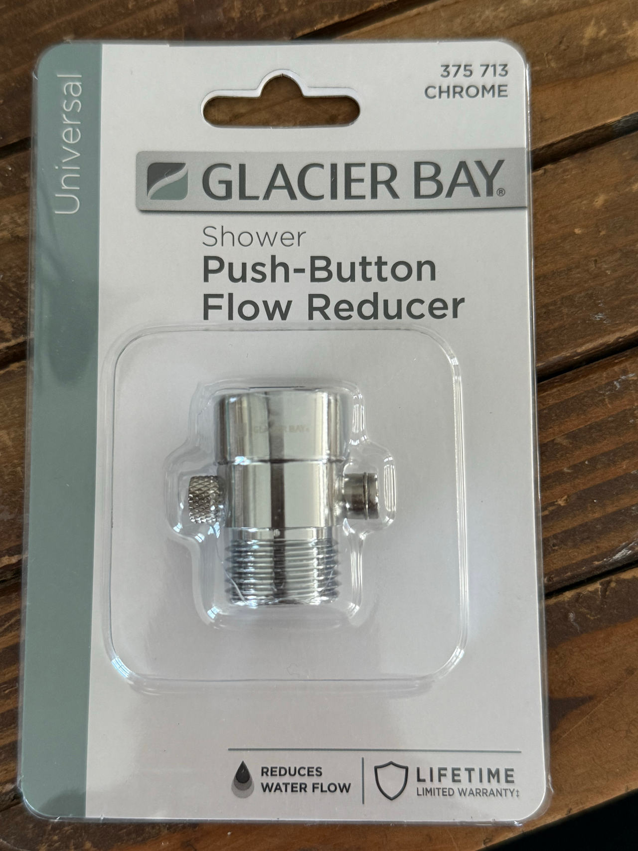 NEW Glacier Bay Shower Push-Button Flow Reducer in Chrome