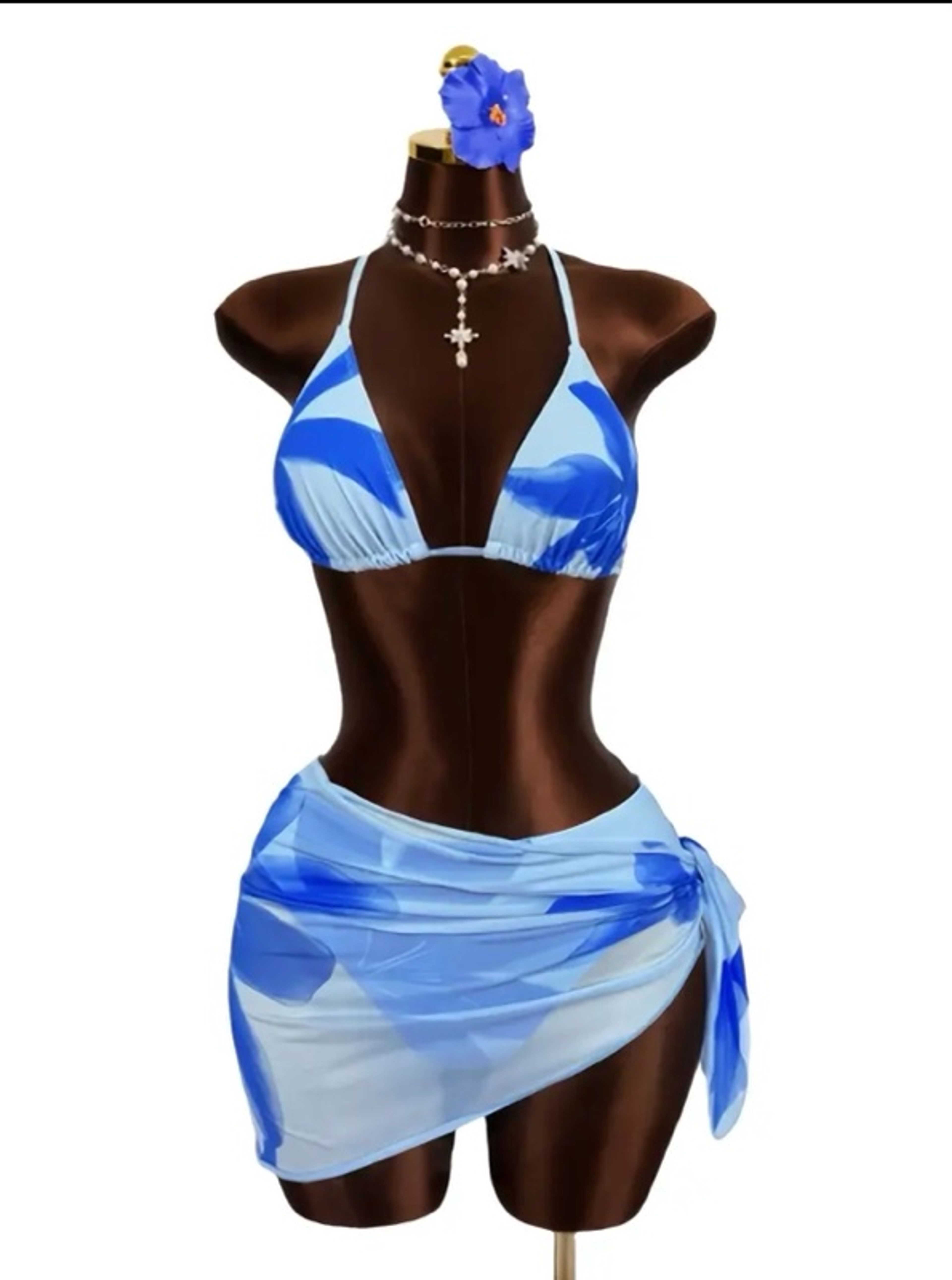 MakeMeChic Women's 3-Piece Floral Print Bikini Set