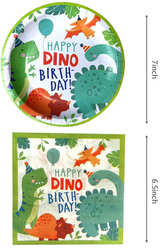 Watercolor Dinosaur Birthday Party Supplies, 20 Plates and 20 Napkin, for Kids - Image 2