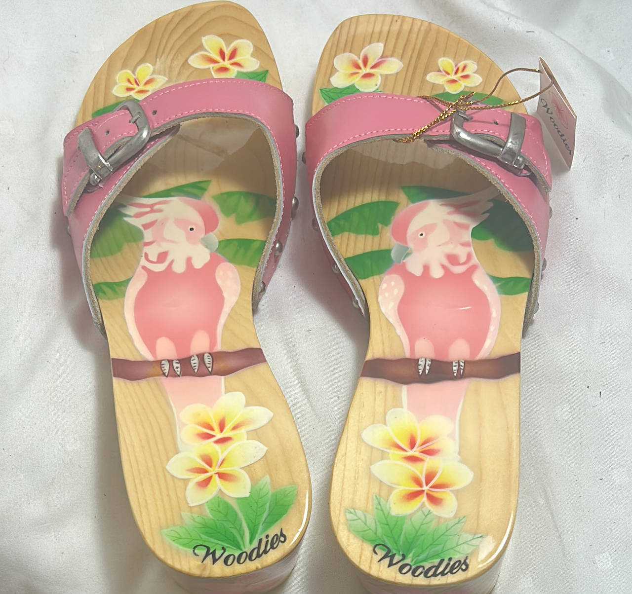 Woodies Cockatoo Hand Painted Wooden Platform Sandals