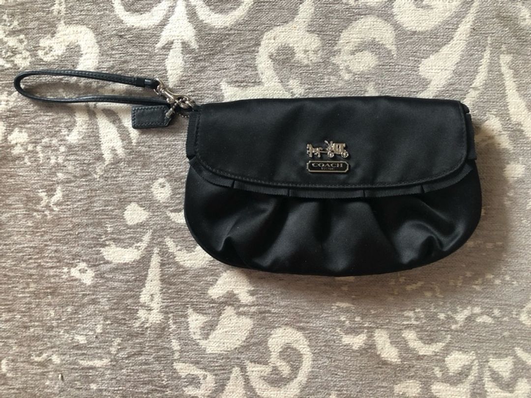 Coach Amanda Black Satin Wristlet