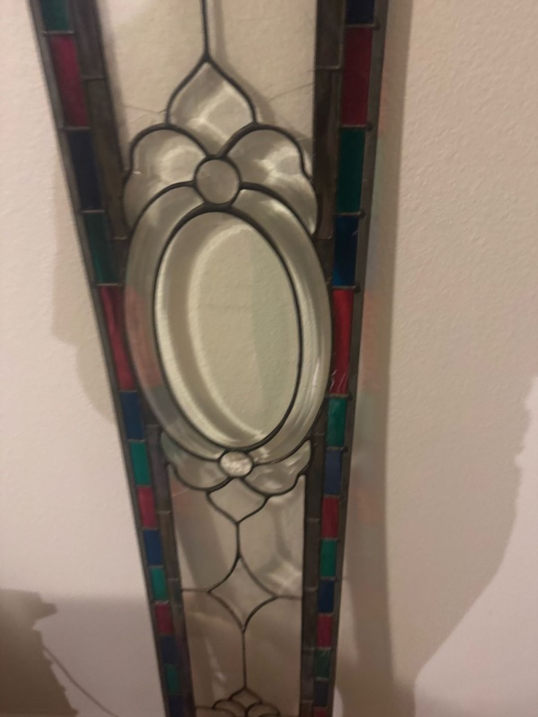 Antique French Stained Glass Panel with Leaded Glass, 20" Tall