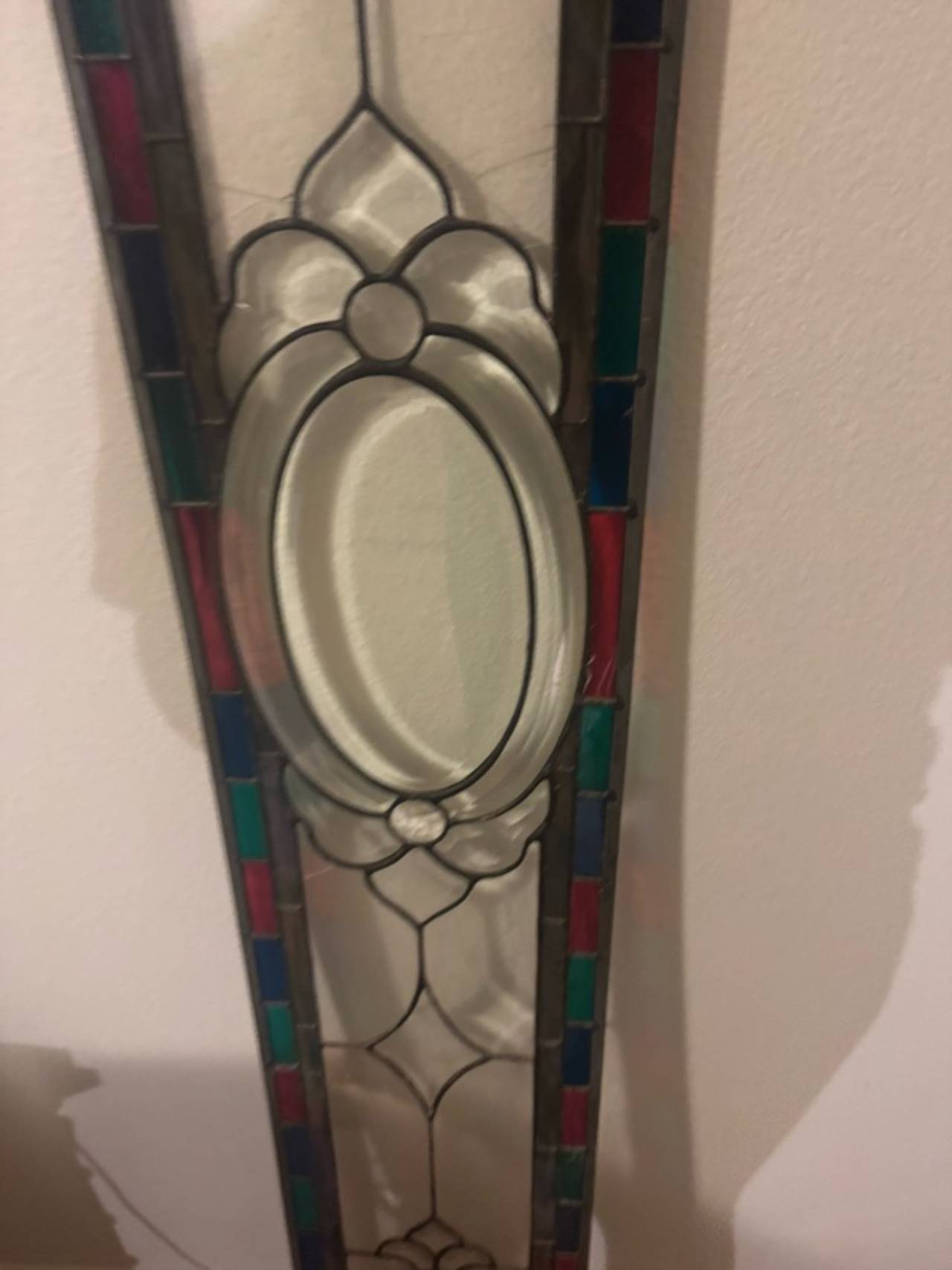 Antique French Stained Glass Panel with Leaded Glass, 20" Tall