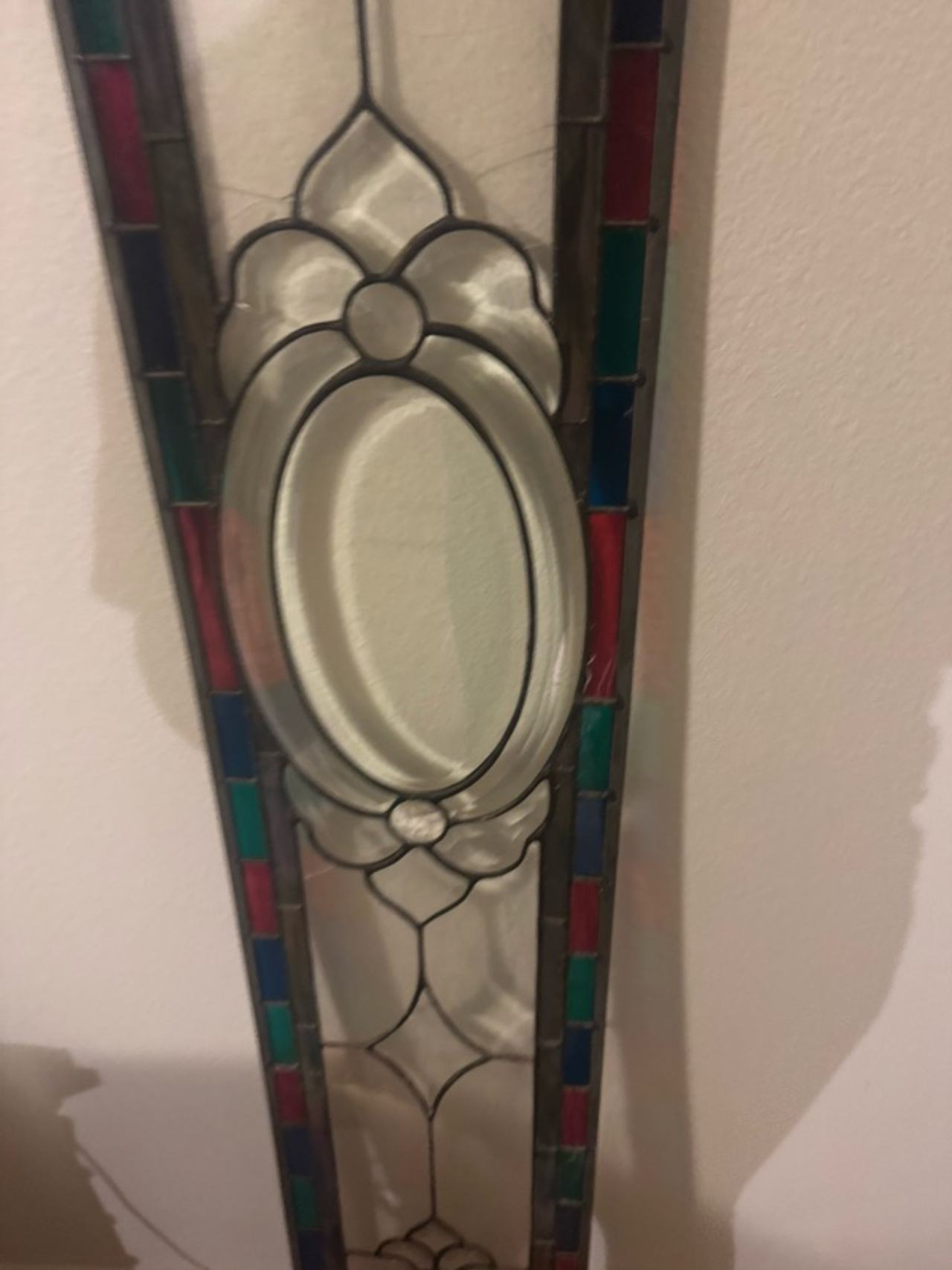 Antique French Stained Glass Panel with Leaded Glass, 20" Tall
