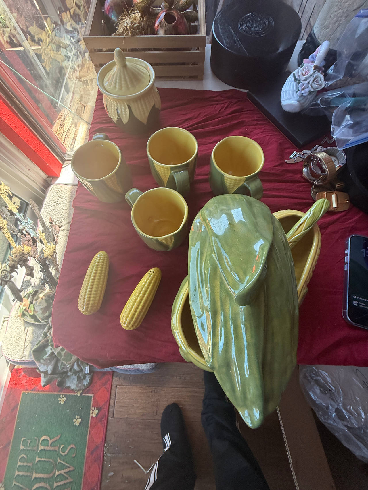 Shawnee Corn King Pottery Set with Tureen and Cups