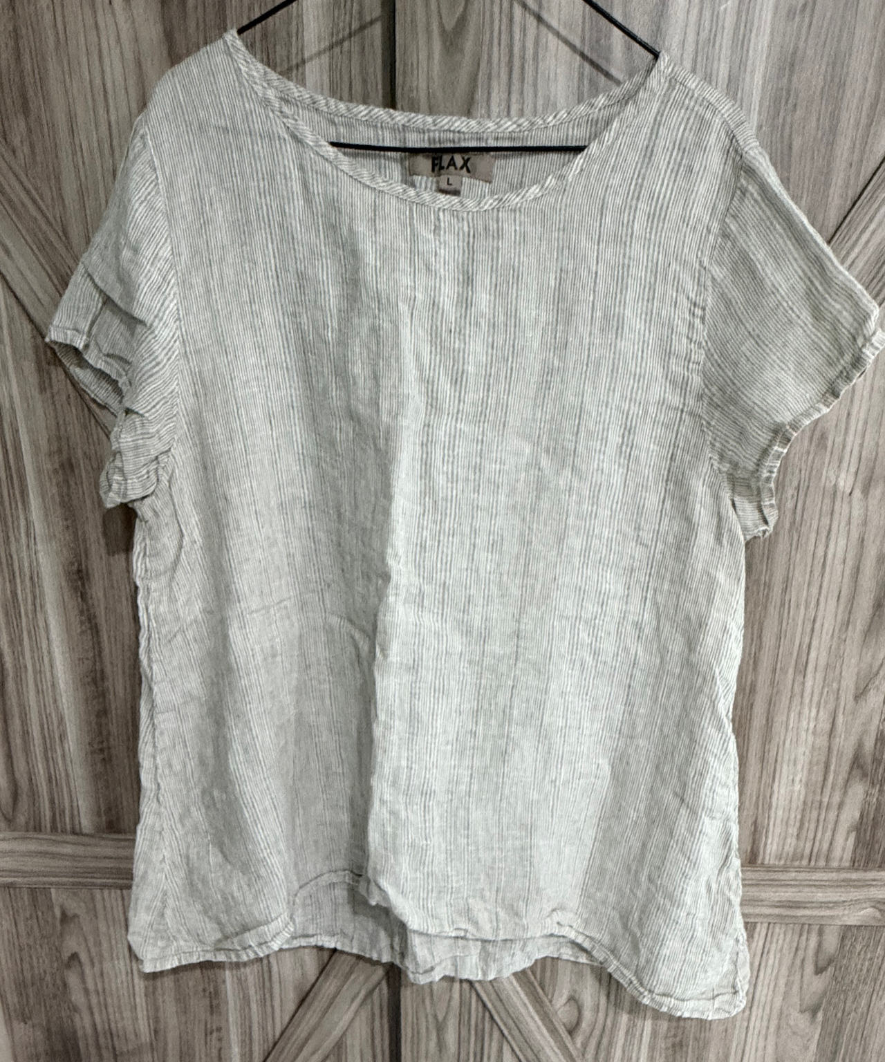 FLAX Linen Striped Short Sleeve Top women’s Large