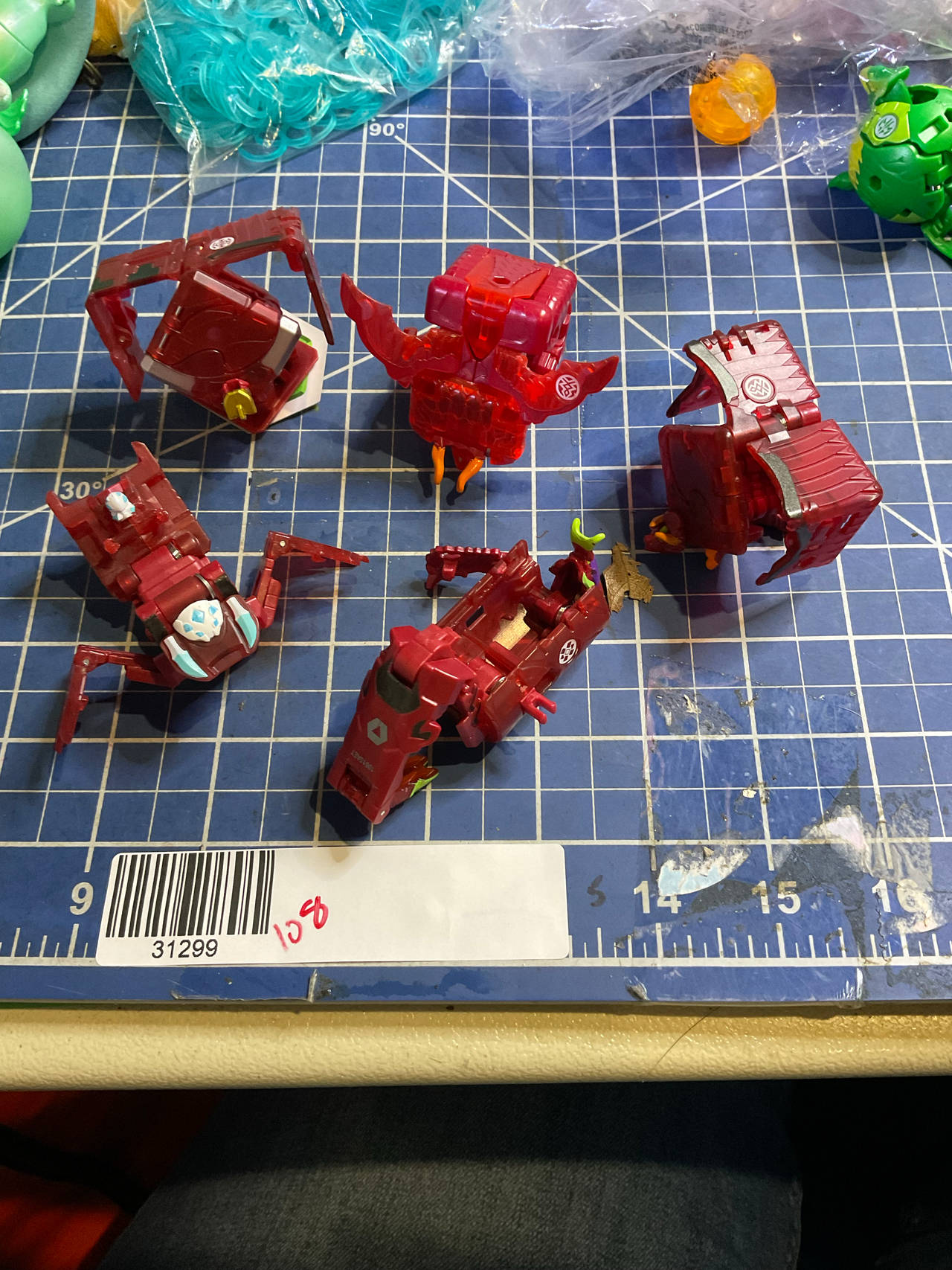 Bakugan Battle Brawlers Pyrus Translucent Figure Bundle 5 pcs 108